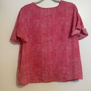 Shein spotted hot pink short sleeve blouse